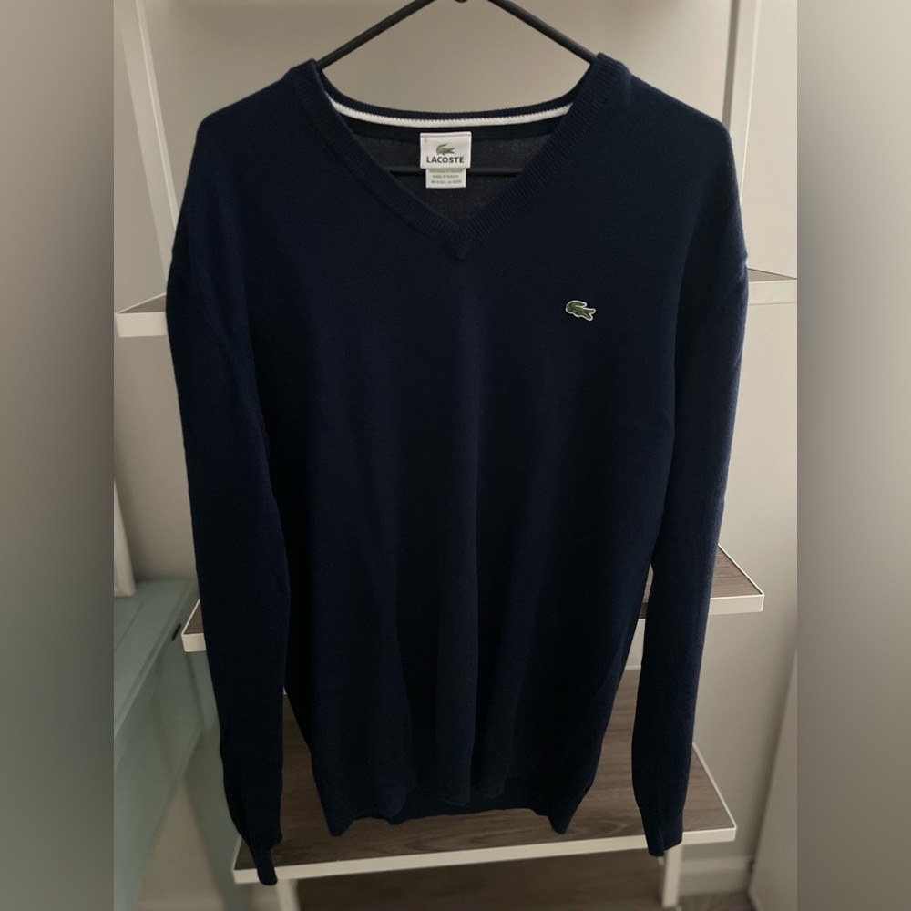 Lacoste Men's Navy V-Neck Sweater